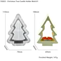 Christmas tree candle holder silicone mold with finished white resin cast on white base - Christmas Tree Candle Holder Mold 01