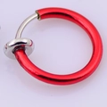 Classic red ear cuff for men in stainless steel with spring clip-on non-pierced design - Red Ear Clip