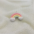 Cute resin rainbow pendant with smile text on white knitted background for DIY jewelry - Rainbow