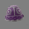 Handmade crochet checkered bucket hat in purple and grey patchwork knitted design - One Size / Purple Five Flowers Hat