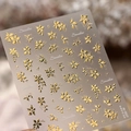 Stickers à ongles exquis en feuille d'or avec motifs floraux à cinq pétales style M-1327 - Fleurs de Souci Dorées (m-1327) / Doré