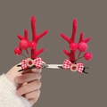 Christmas reindeer antler hair clips with red bows, houndstooth patterns and berries - Red Rhinestone Bow