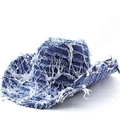 Cappello da cowboy in denim blu consumato con frange e bordi sfilacciati, vista laterale - M (56-58cm) / Blu Denim (01 Denim Sfrangiato)
