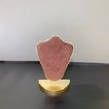 Pink velvet necklace display stand with gold metal frame for jewelry storage - Necklace Bust - Half Round Base (Mauve)