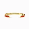 Gold and red cuff bracelet with engraved Mother Daughter inspirational crown message - Sister / Red