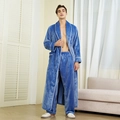Ensemble peignoir et pantalon en flanelle épaisse bleu roi pour homme hiver - Bleu de Mer (Homme)