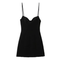 Mini robe noire classique à fines bretelles avec coupe ajustée et ourlet évasé en ligne A - XS / Noir
