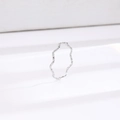 Minimalist silver wavy hammered titanium steel ring with unique textured surface - US 5 / Silver