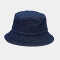 Detail of dark blue denim bucket hat showing high-quality twill texture and reinforced stitching - Dark Blue