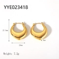 Pendientes de aro de gota chapados en oro de 18K, 27,5 mm, artículo YYE023418 - Estilo de Aro de Corazón Dorado (YYE023418) / Dorado