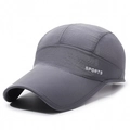 Dark grey quick-dry sports baseball cap featuring breathable mesh and SPORTS lettering - Adjustable / Dark Gray