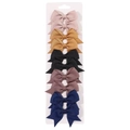 Set di 10 mini fiocchi per capelli in nastro grosgrain in cinque colori solidi per bambine - 10P-Elegante Scuro
