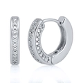 Silver hoop earrings with double-row micro-pave cubic zirconia and snap closure - Silver Double-Row Zircon Huggie (16)