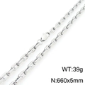 Silver stainless steel bamboo link chain necklace with lobster clasp 660x5mm 39g - Silver Anchor Chain (KN295412-KFC)