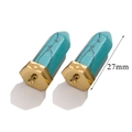 Detailed view of 27mm turquoise bullet pendant with golden base and sizing info - Turquoise
