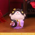 Niedliche lila Tang-Stil Dame Figur mit goldenem Kamm, chinesische Harz-Miniatur Deko - Göttin des Haarsegens