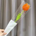 Handmade crochet orange tulip flower in LOVE bag, cute knit floral gift for DIY bouquets - Orange Tulip