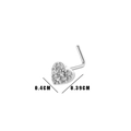 L-shaped silver nose stud featuring a crystal heart topper measuring 0.4cm by 0.39cm - No.4 Silver Heart (HSPJ0149)
