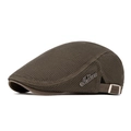 Béret en maille respirante marron foncé avec logo métallique et sangle réglable - Vert Militaire