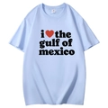T-shirt en coton bleu clair avec imprimé i heart the gulf of mexico et coupe décontractée - Rose bonbon