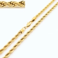 Classic gold twisted rope chain necklace for men and women made of durable stainless steel - 50cm (20 inches) / 5mm / Gold