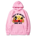Felpa rosa oversize con cappuccio e stampa tropicale del Golfo del Messico su sfondo bianco - S / Rosa