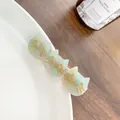 Cat-shaped acetate hair clip with green marble texture and gold detailing - 6.5cm / Marble Green