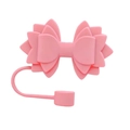Dust-proof pink silicone bow straw topper for 10mm tumblers, stylish and creative accessory - Pink