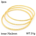 3-piece set of golden twisted rope bracelets with 70mm diameter and 3mm thickness - Gold (Set of 3)