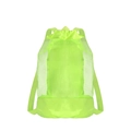 Neon green mesh drawstring beach bag backpack for kids sand toys storage on white background - New Style No Pocket Mesh Backpack Neon Green 33x35x23cm