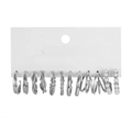 6-pair silver earring set with hoops and pearls on a professional white jewelry card - Silver Plain Hoop Pearl Style (5652402)