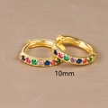 10mm 18K gold plated huggie earrings featuring vibrant rainbow cubic zirconia inlay - 10mm / Gold