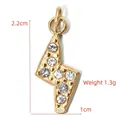 Golden lightning bolt charm with cubic zirconia for necklaces, size 2.2cm x 1cm - BXGPJ130-Rhinestone Lightning Pendant