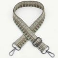 Ethnic style woven replacement shoulder strap in green and brown with metal hooks - No.290 Gunmetal Hook