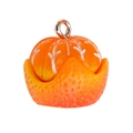 3D resin simulation peeled orange pendant with silver metal loop for DIY jewelry - Orange Peeled Yellow Tangerine (16396)