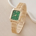 Orologio donna quadrato dorato con quadrante verde smeraldo e cinturino a maglie dorate - Verde