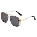 Lunettes de soleil steampunk dorées avec verres gris et protections latérales - Monture Dorée Verres Gris