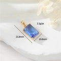 Blue rectangular gemstone pendant in 14K gold plated copper setting with 21.8mm length - Rectangle (14K Gold) / Dark Blue