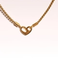 18k gold plated stainless steel heart necklace with woven chain for women - Plain Surface (Gold Heart)