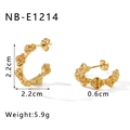 Detailed size and weight specs for vintage 18K gold plated rose engraved hoop earrings - 18K Gold / Gold Rose Style (NB-E1214-G)