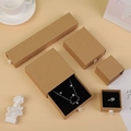 Brown kraft paper drawer jewelry boxes with black foam insert for rings and necklaces - Kraft Paper
