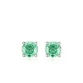 Pendientes minimalistas de plata de ley 925 con circonitas verdes de corte rosa - Plata 925 / Color Paraiba 6MM