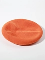 Classic breathable knitted linen beret for women in vibrant orange candy color - Adjustable / Orange