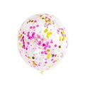 12-inch clear latex balloon with pink, gold and white confetti for party decor - Pink Gold Confetti