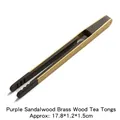 Handcrafted ebony wood and brass tea tweezers for traditional tea ceremonies - Sandalwood & Copper Tea Tongs (PJ210607-1)