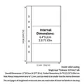 Size chart for A6 long transparent photocard sleeves with 4 slots and detailed dimensions - A6 Long 3-Pocket Pages