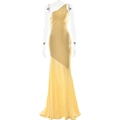 Elegante abito da sera giallo monospalla con design senza schienale e silhouette attillata - S / Giallo
