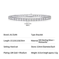 925 silver moissanite tennis bracelet in 18K gold plating with 3.0mm round stones - 3.0mm Moissanite 0.1ct / 15.5cm / Silver