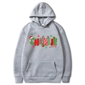 Grey Christmas hoodie featuring CHARLIE print and soft brushed fabric texture - Light Gray