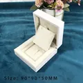 Scatola per gioielli in velluto bianco per collane con coperchio, 90x90x50mm - Scatola multiuso rosa chiaro
